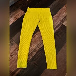 Vibrant Yellow Textured Leggings